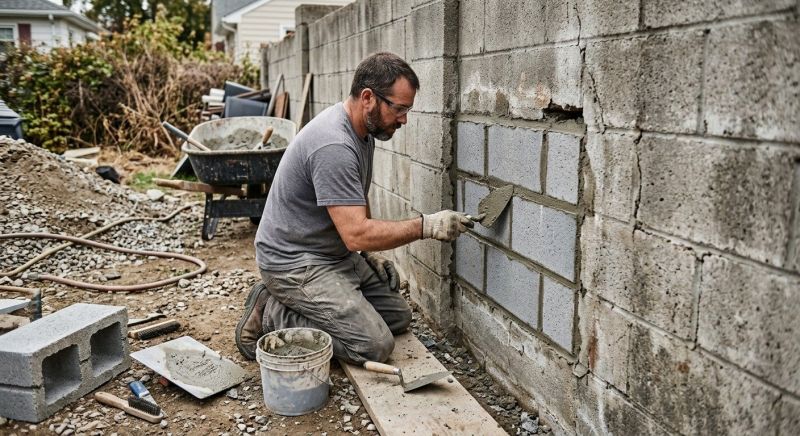 Cinder Block Wall Repair in Bethlehem, GA