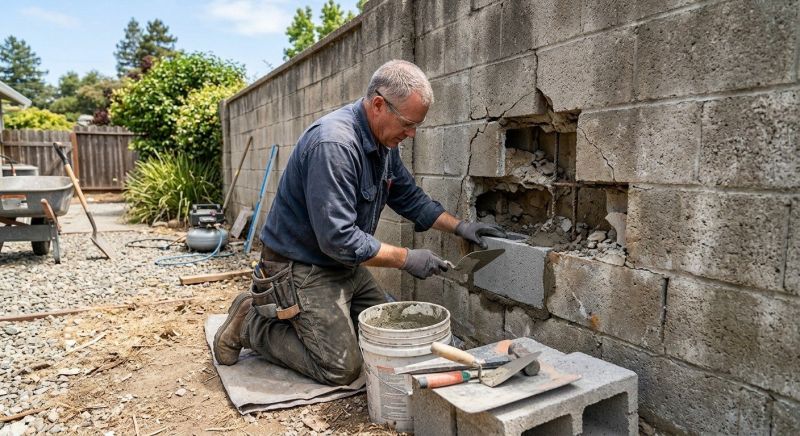 Cinder Block Wall Repair in Bethlehem, GA