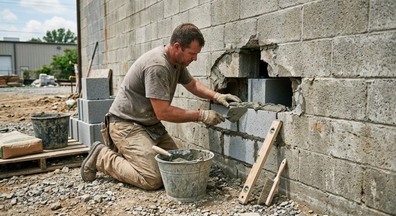 Cinder Block Wall Repair in Hoschton, GA