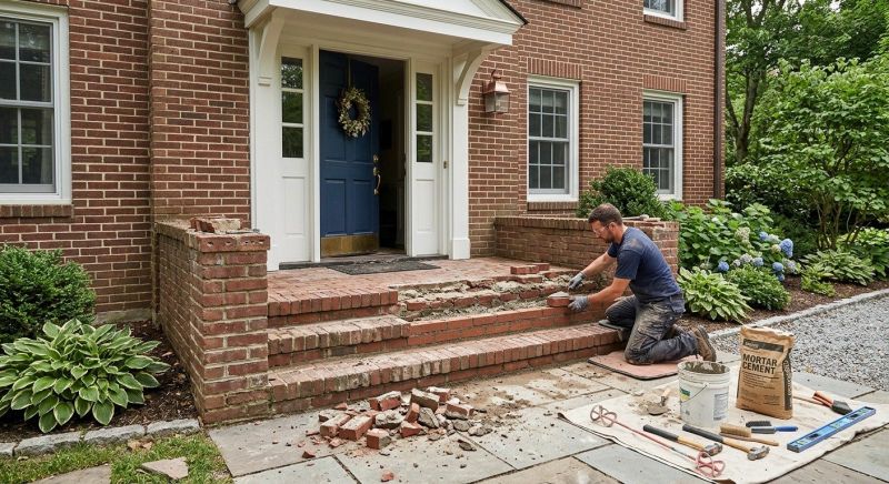 Entryway Brick Repair in Loganville, GA
