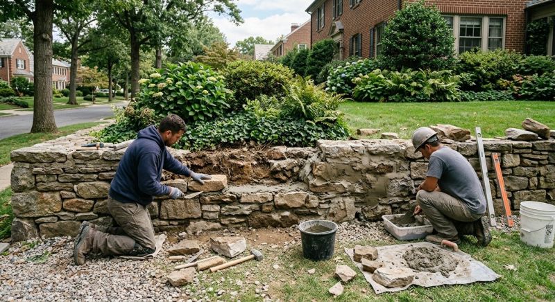 Stone Wall Repair in Winder, GA